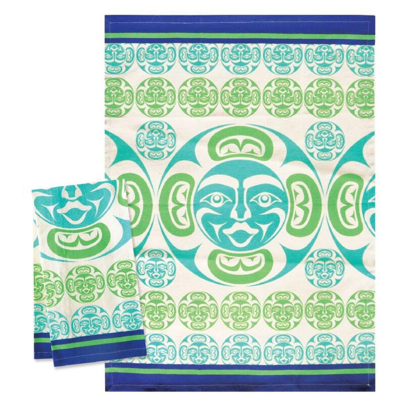 Printed Tea Towel Green Moon