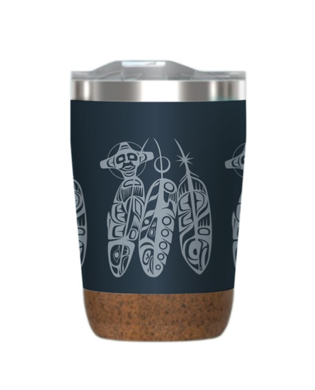 Cork Based Travel Mug 12 Oz Salmon Life Cycle